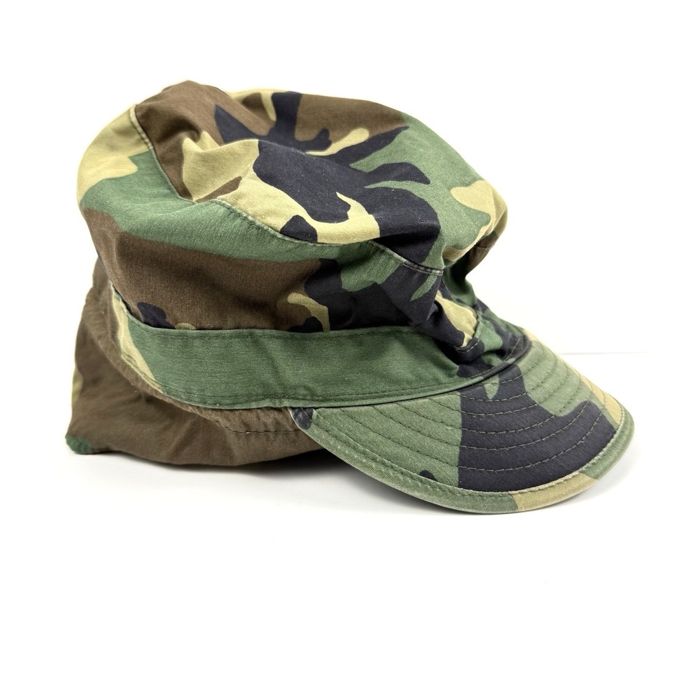 US Army Cap Camouflage Pattern Class 1 Size 1/2 Patrol Cap Woodland Ear Flaps